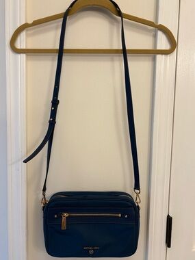 Michael Kors Teal Blue Crossbody Bag with Gold Hardware